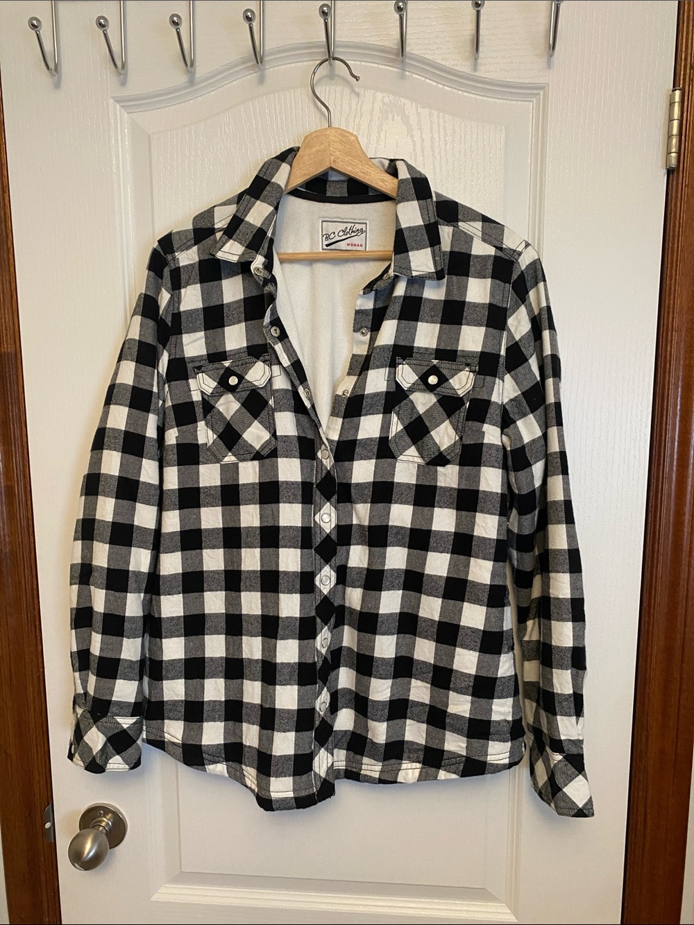 Cozy Black & White Plaid Utility Jacket by No Clothing